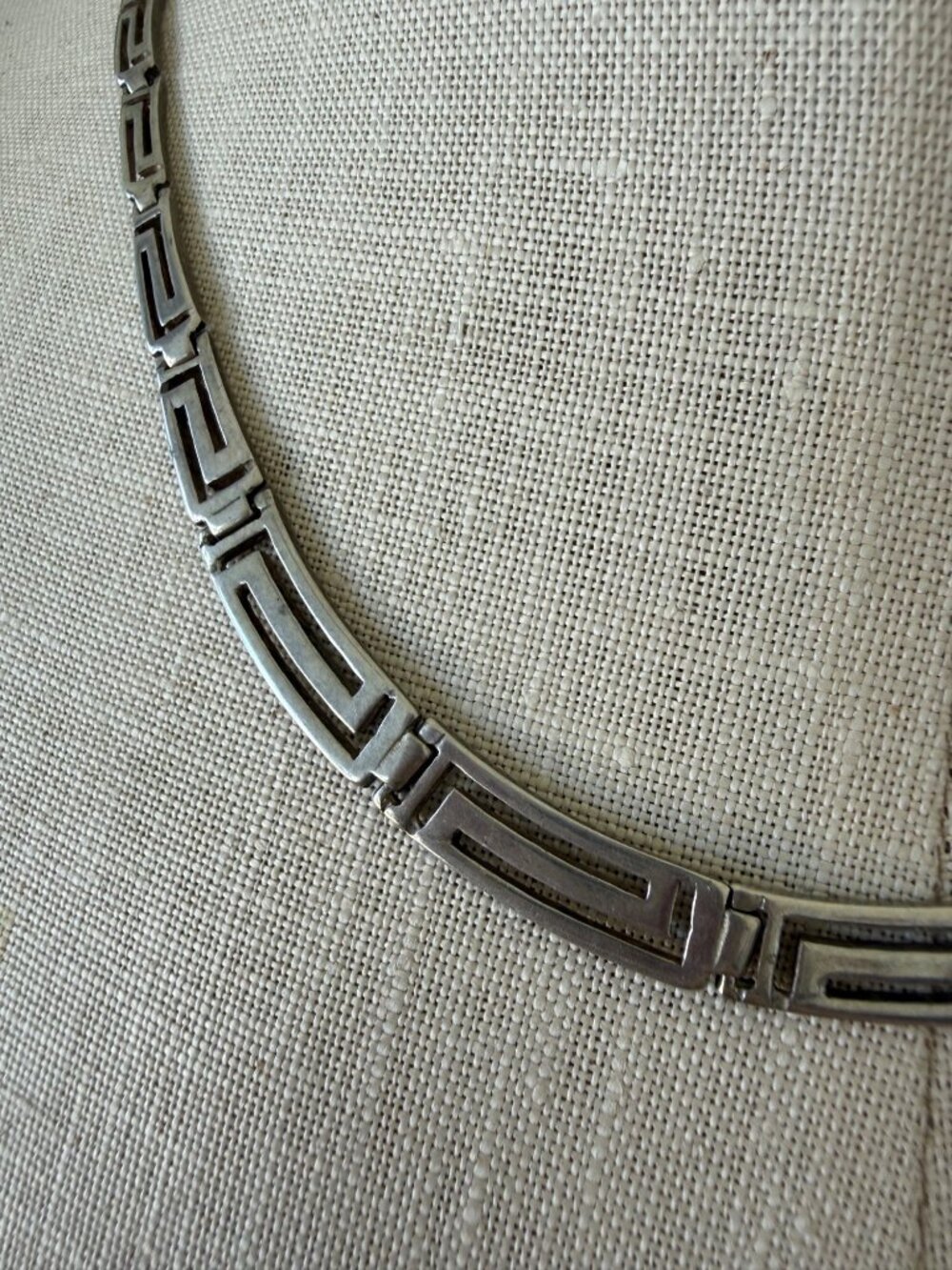 Vintage 70's Sterling 925 Silver Greek Key Graduated Necklace 20.5" long 21 g - Picture 8 of 14